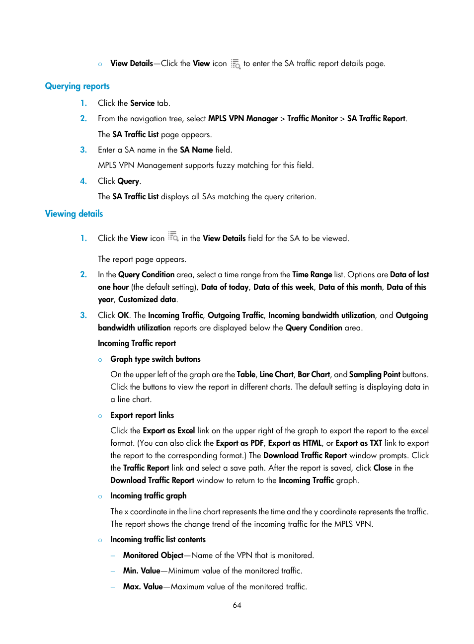 Querying reports, Viewing details | H3C Technologies H3C Intelligent Management Center User Manual | Page 74 / 273