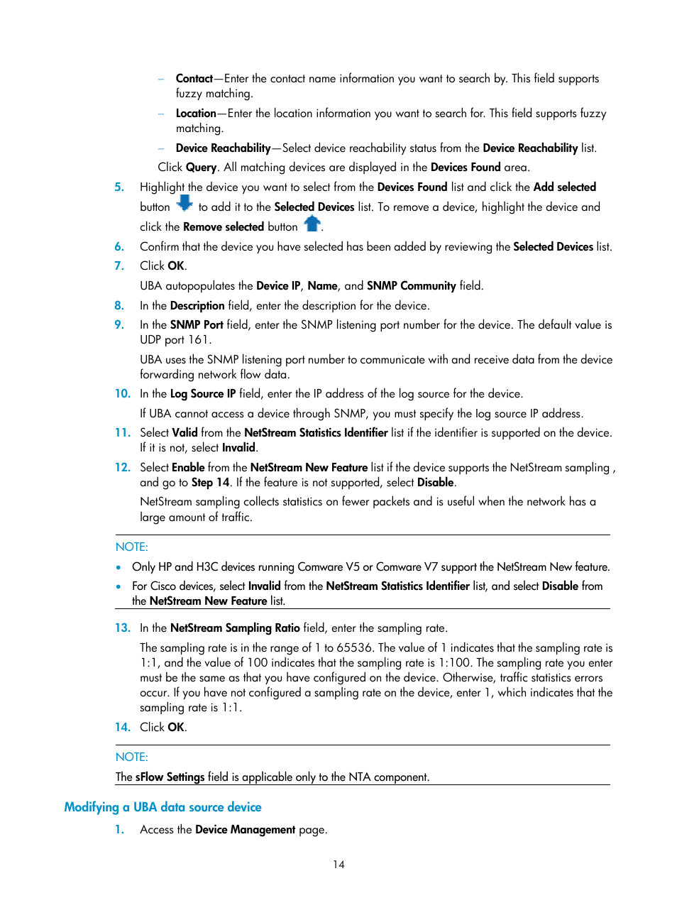 Modifying a uba data source device | H3C Technologies H3C Intelligent Management Center User Manual | Page 23 / 84