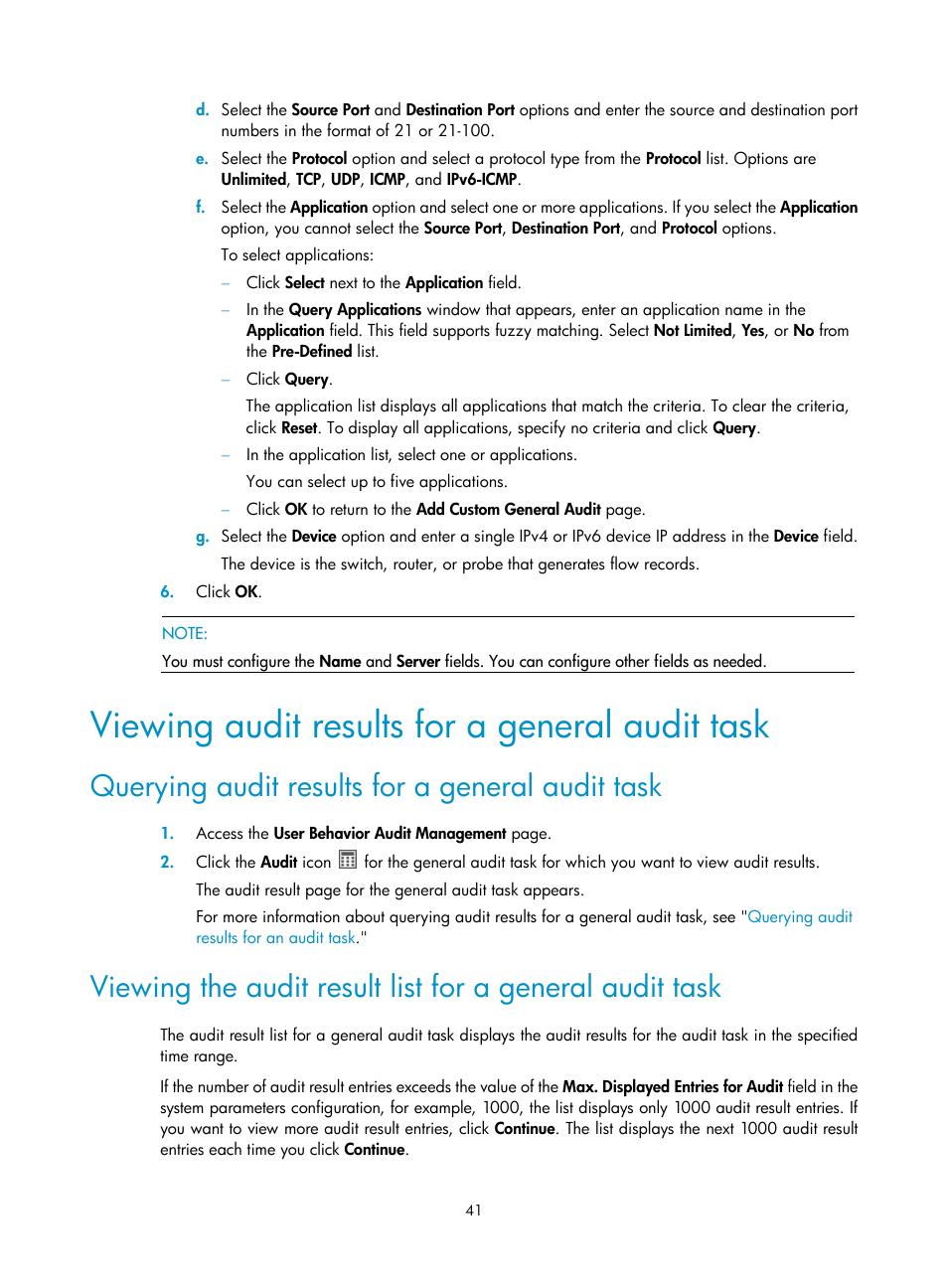 Viewing audit results for a general audit task, Querying audit results for a general audit task | H3C Technologies H3C Intelligent Management Center User Manual | Page 50 / 84