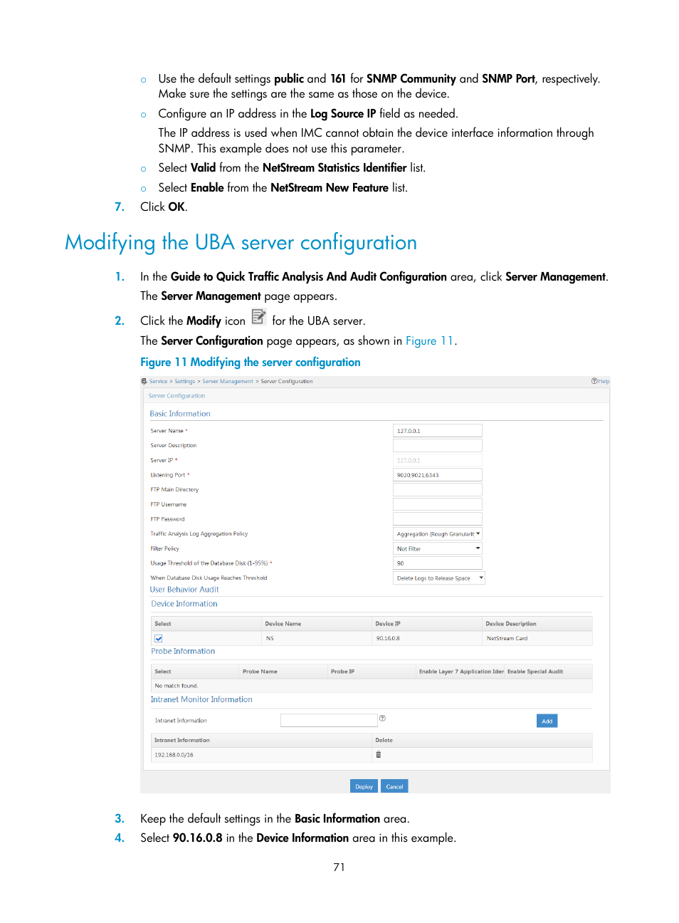 Modifying the uba server configuration | H3C Technologies H3C Intelligent Management Center User Manual | Page 80 / 84