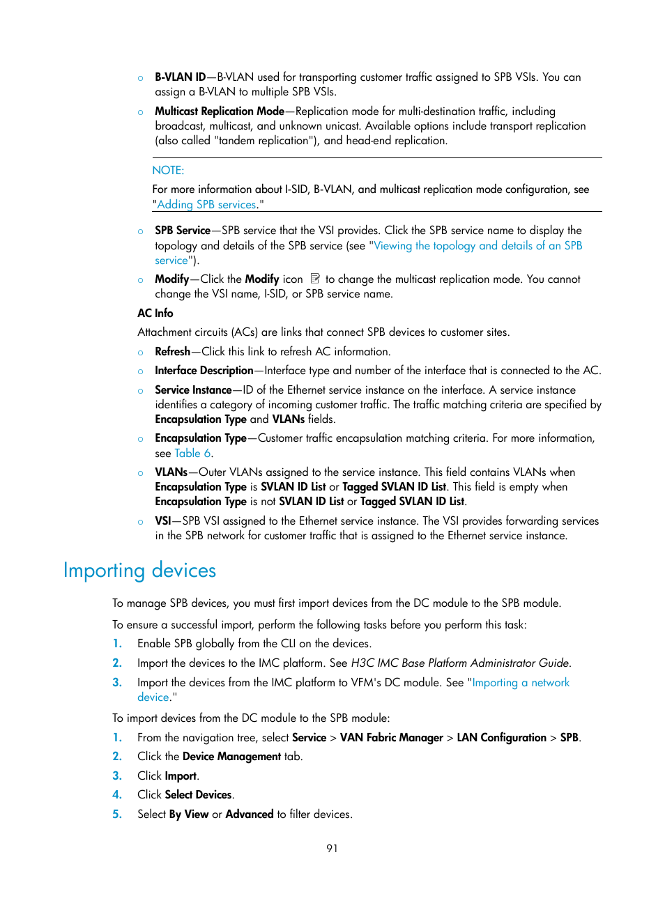 Importing devices, Le. for more information, see, Importing | Devices | H3C Technologies H3C Intelligent Management Center User Manual | Page 100 / 160