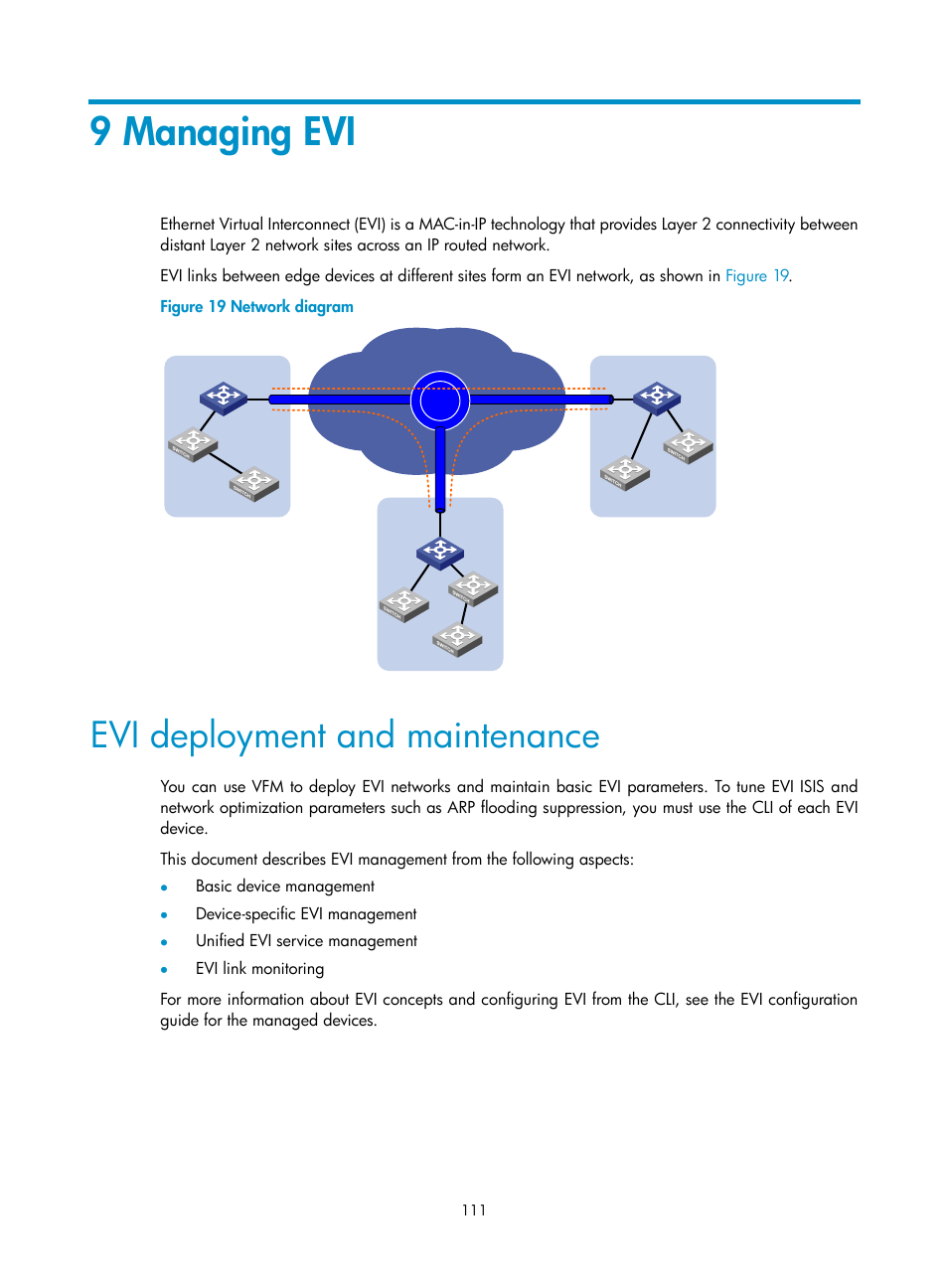 9 managing evi, Evi deployment and maintenance | H3C Technologies H3C Intelligent Management Center User Manual | Page 120 / 160