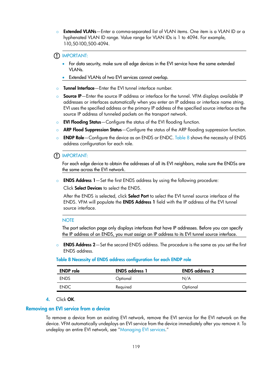 Removing an evi service from a device | H3C Technologies H3C Intelligent Management Center User Manual | Page 128 / 160