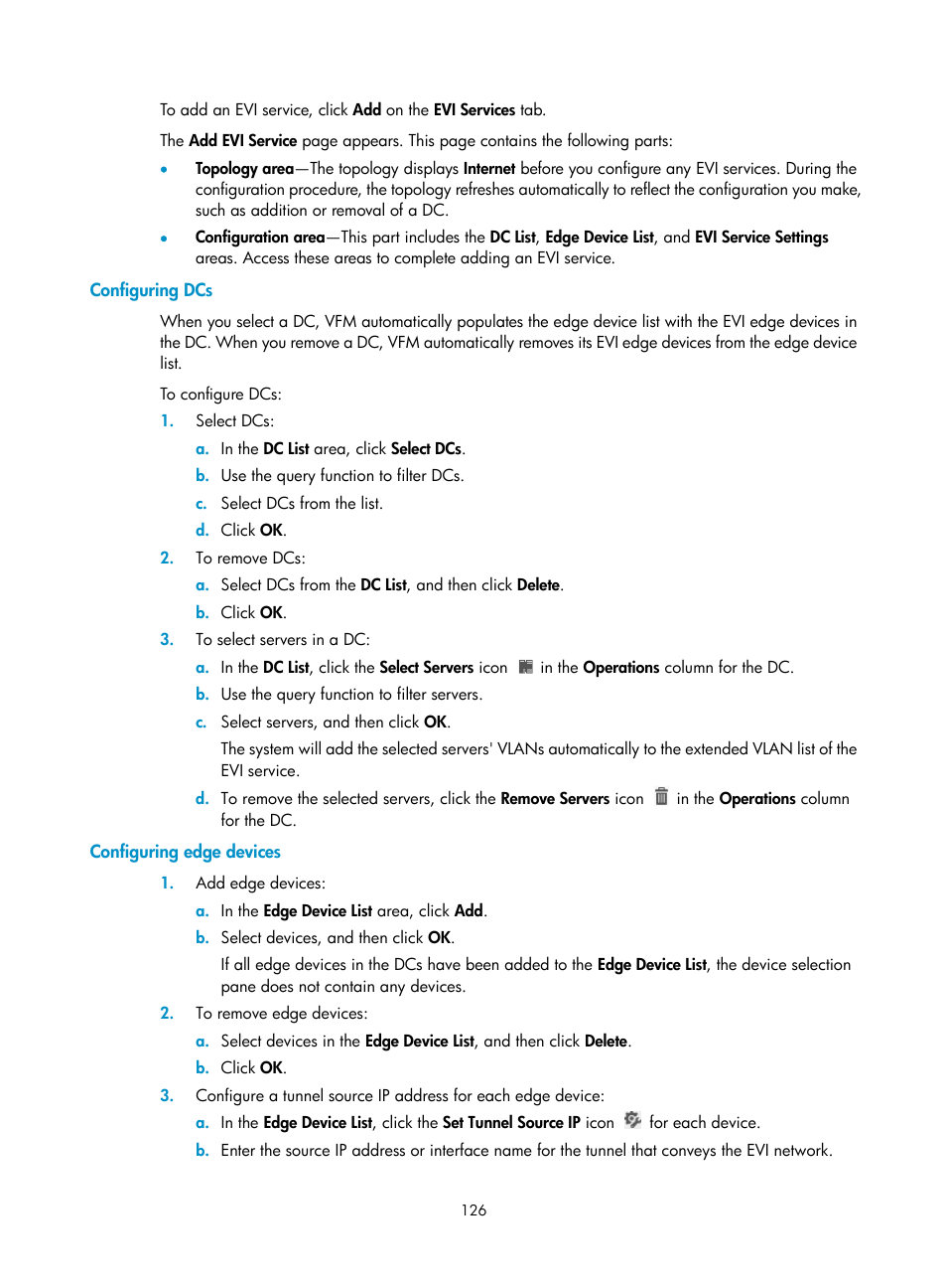 Configuring dcs, Configuring edge devices | H3C Technologies H3C Intelligent Management Center User Manual | Page 135 / 160