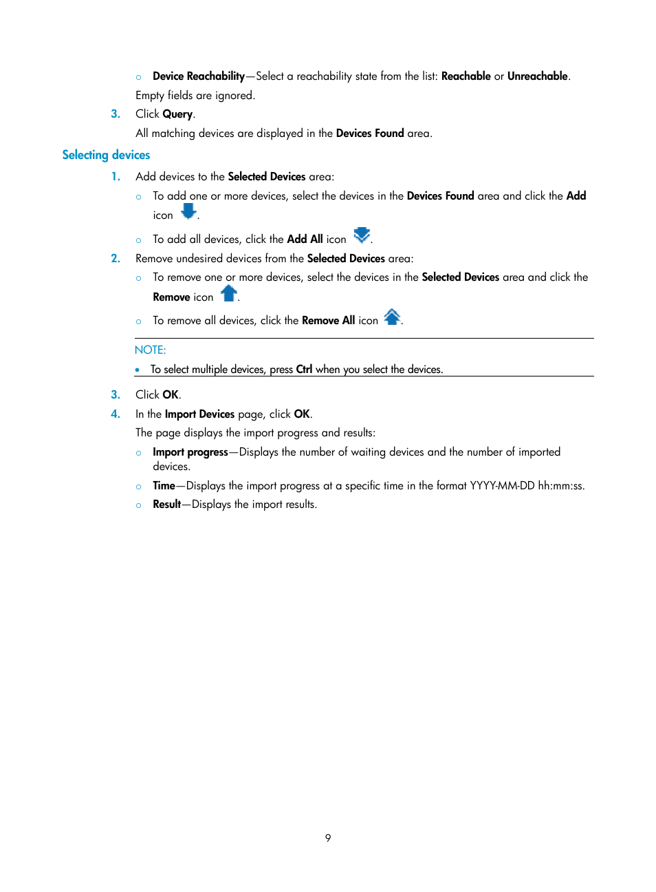 Selecting devices | H3C Technologies H3C Intelligent Management Center User Manual | Page 18 / 160