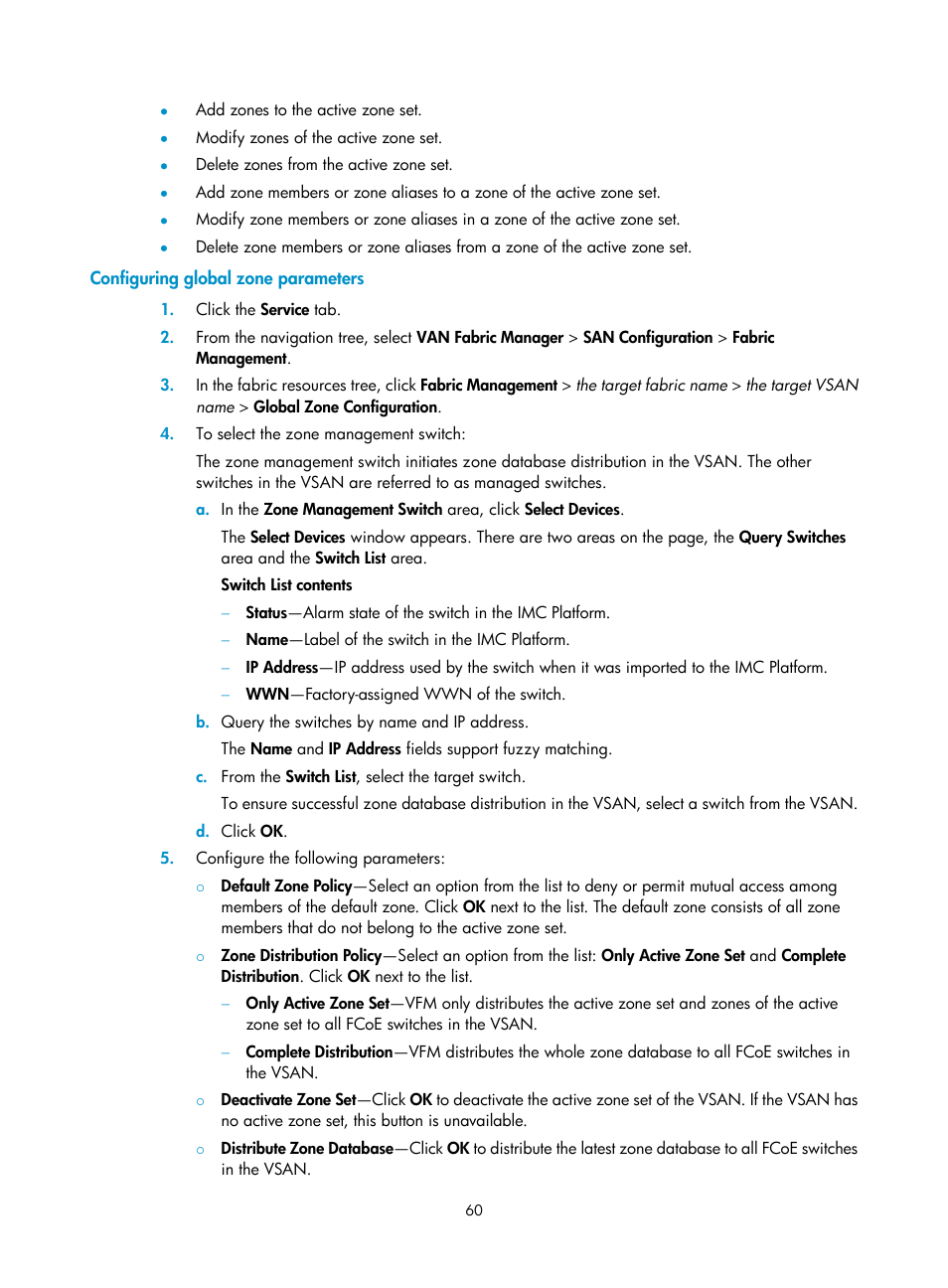 Configuring global zone parameters | H3C Technologies H3C Intelligent Management Center User Manual | Page 69 / 160