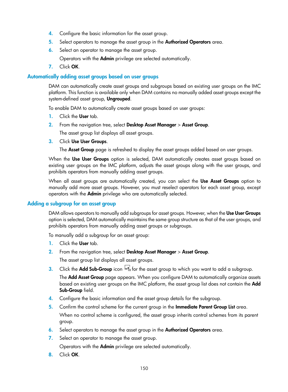 Adding a subgroup for an asset group | H3C Technologies H3C Intelligent Management Center User Manual | Page 166 / 327