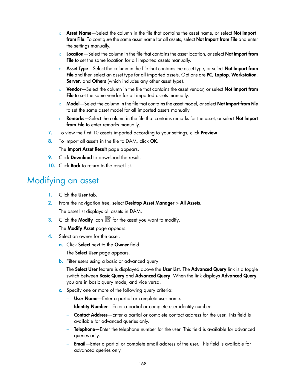 Modifying an asset | H3C Technologies H3C Intelligent Management Center User Manual | Page 184 / 327