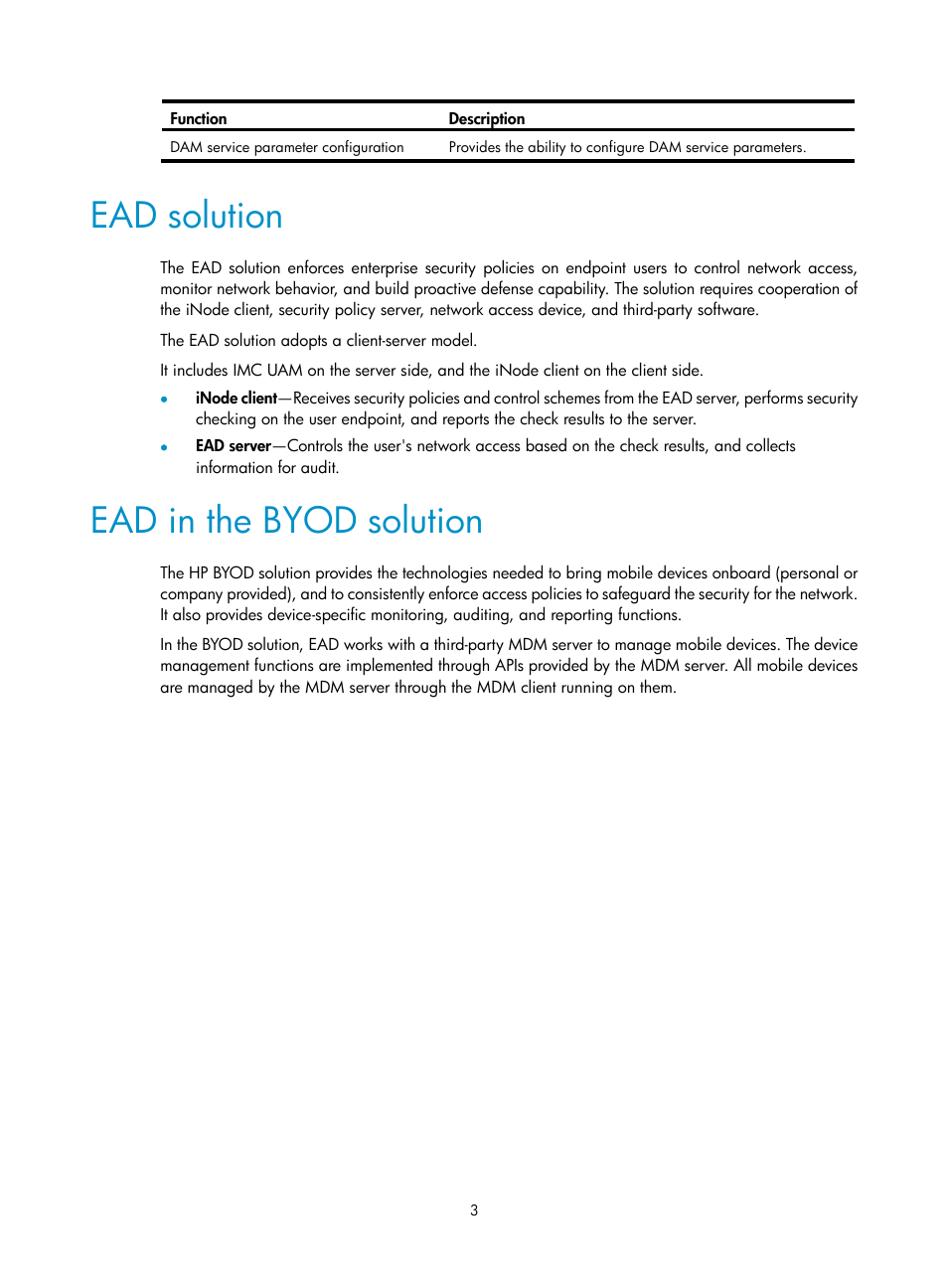 Ead solution, Ead in the byod solution | H3C Technologies H3C Intelligent Management Center User Manual | Page 19 / 327