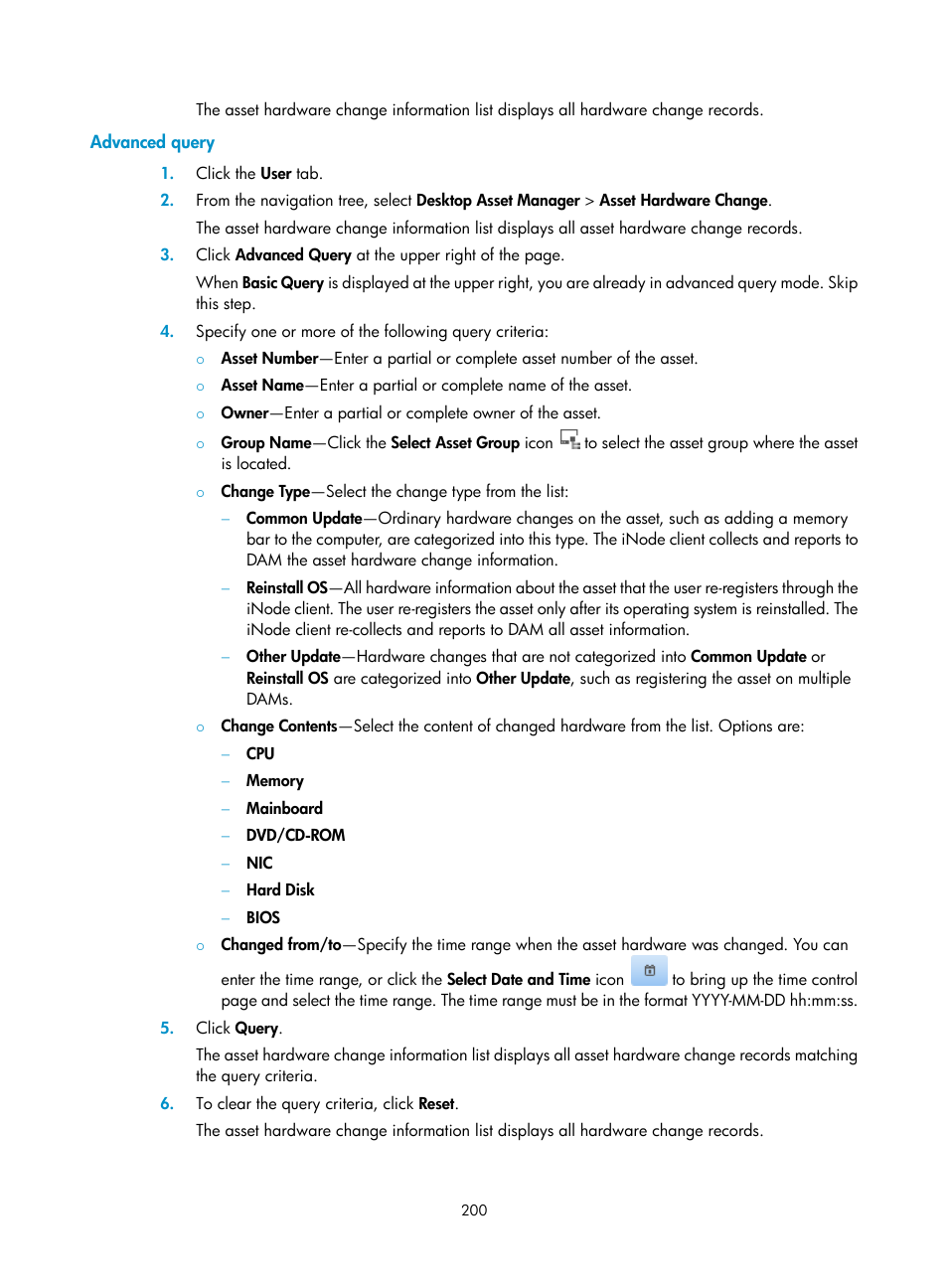 Advanced query | H3C Technologies H3C Intelligent Management Center User Manual | Page 216 / 327