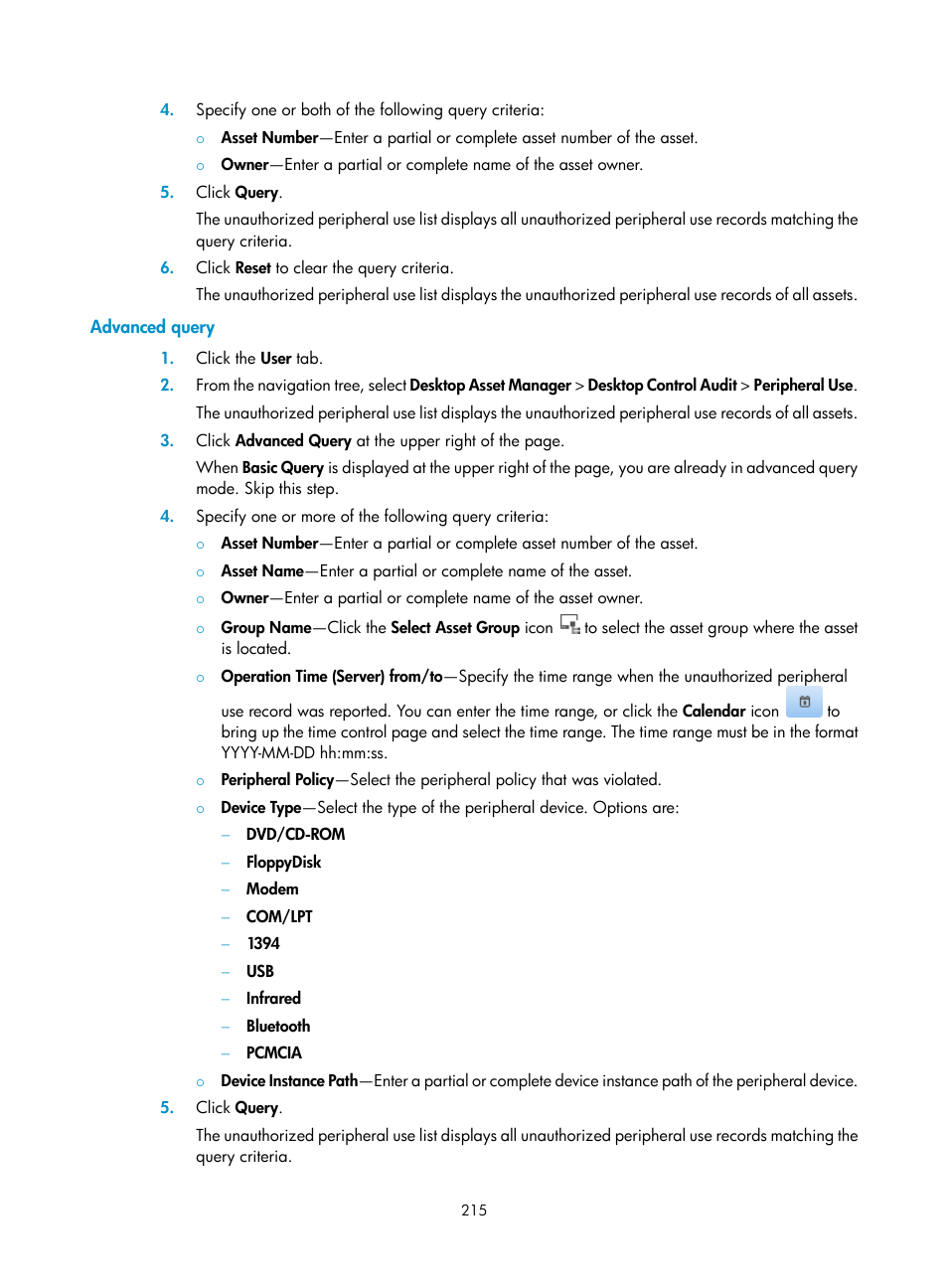 Advanced query | H3C Technologies H3C Intelligent Management Center User Manual | Page 231 / 327