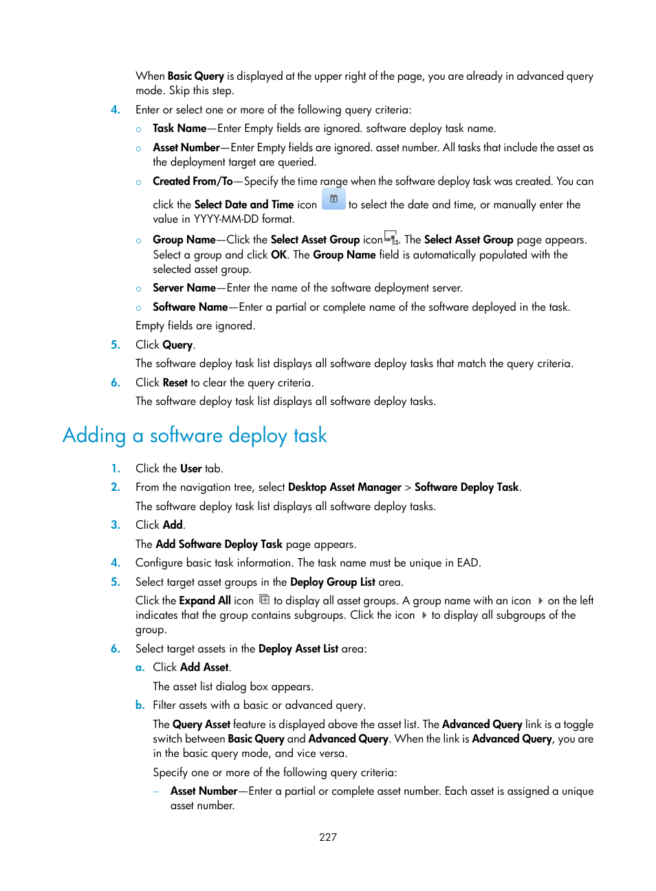 Adding a software deploy task | H3C Technologies H3C Intelligent Management Center User Manual | Page 243 / 327