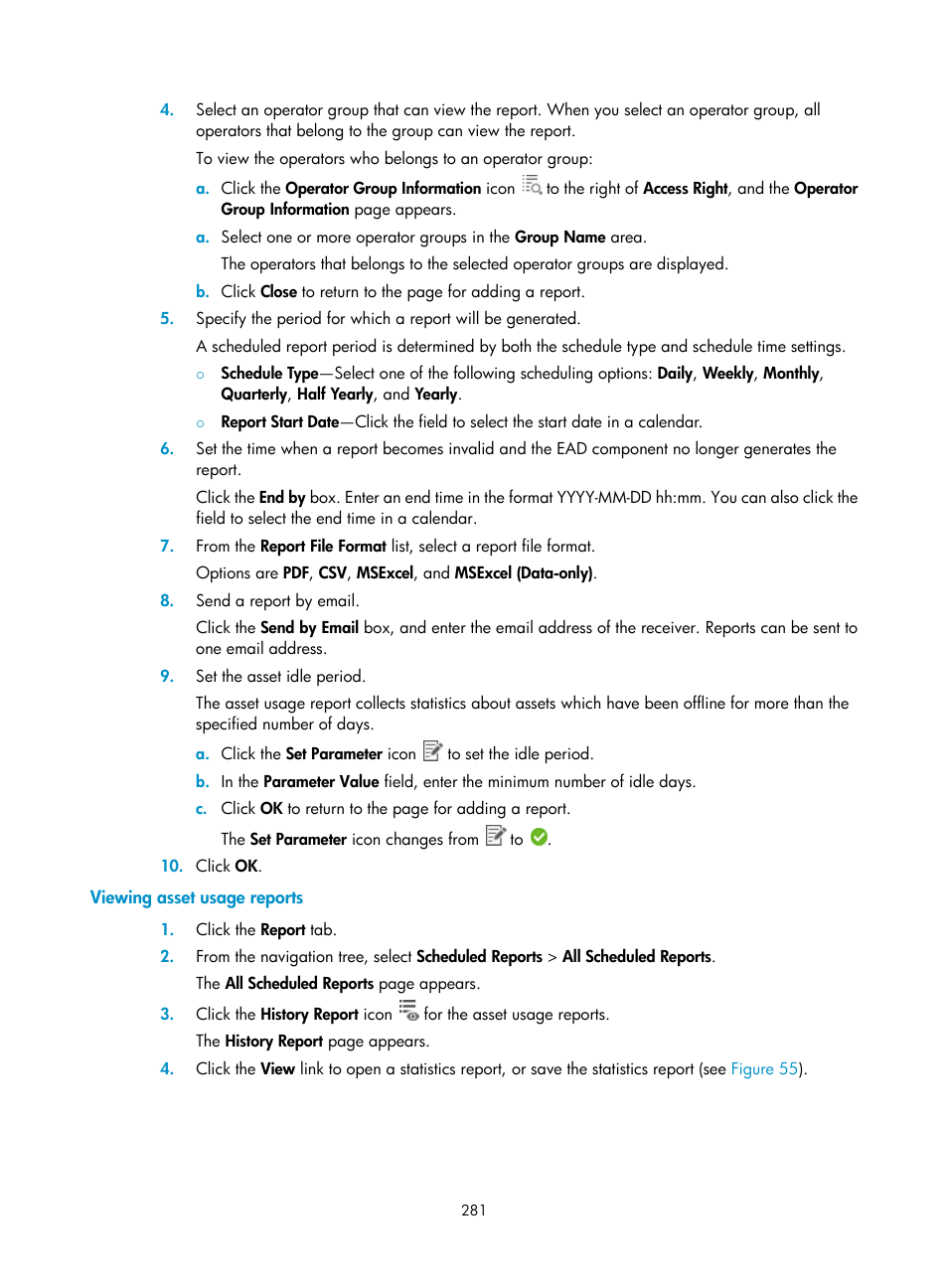 Viewing asset usage reports | H3C Technologies H3C Intelligent Management Center User Manual | Page 297 / 327