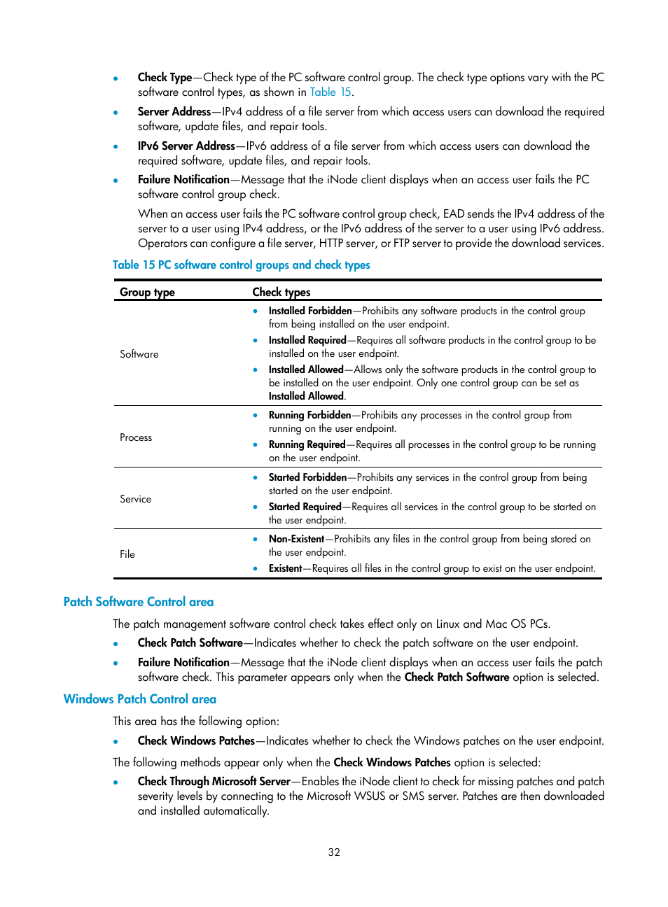 Patch software control area, Windows patch control area | H3C Technologies H3C Intelligent Management Center User Manual | Page 48 / 327
