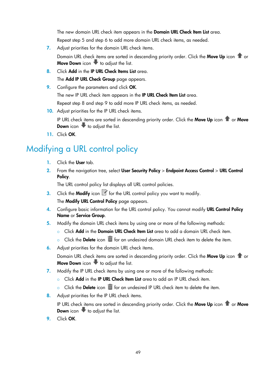 Modifying a url control policy | H3C Technologies H3C Intelligent Management Center User Manual | Page 65 / 327