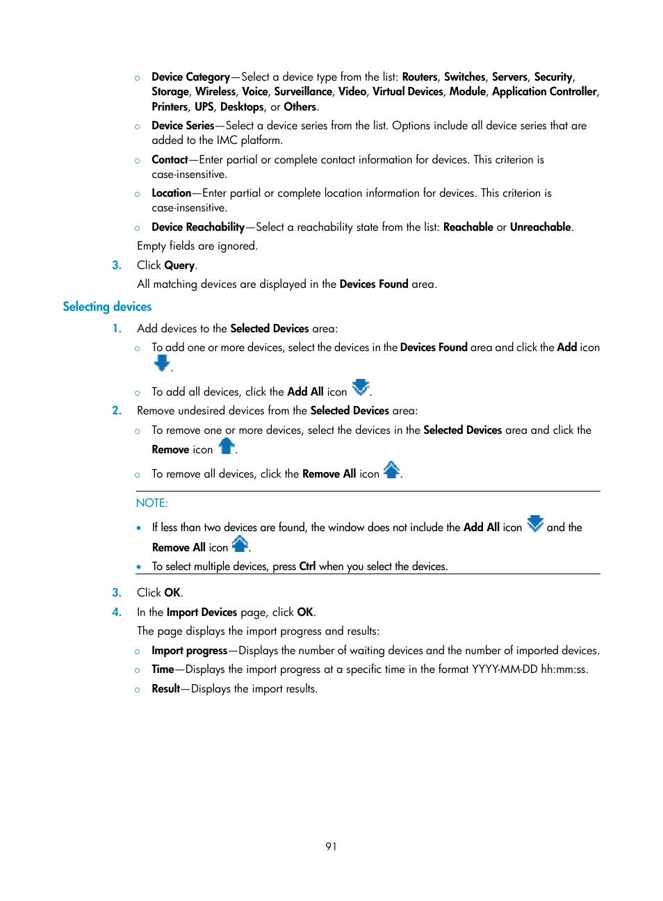 Selecting devices | H3C Technologies H3C Intelligent Management Center User Manual | Page 109 / 641