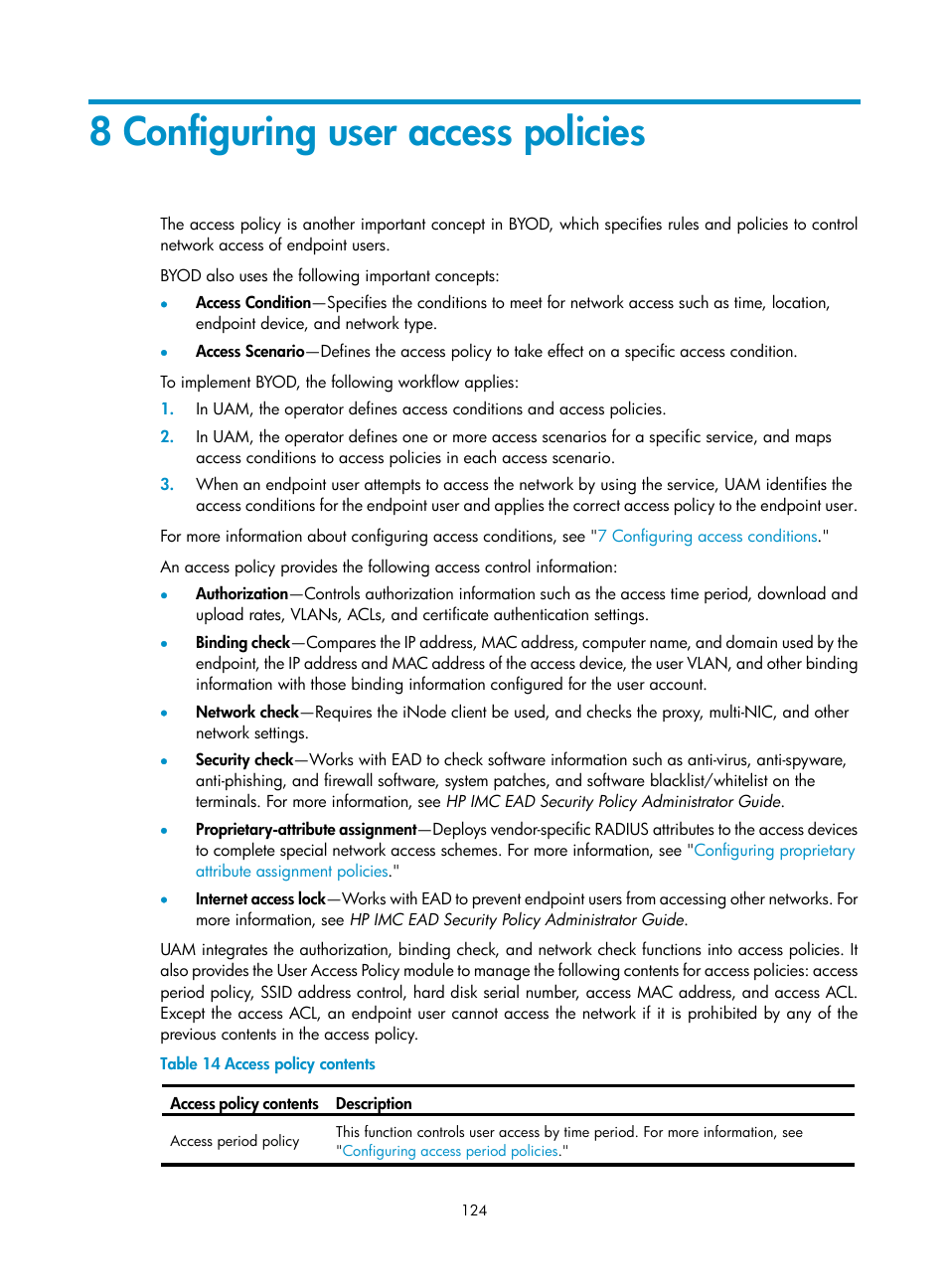 8 configuring user access policies | H3C Technologies H3C Intelligent Management Center User Manual | Page 142 / 641