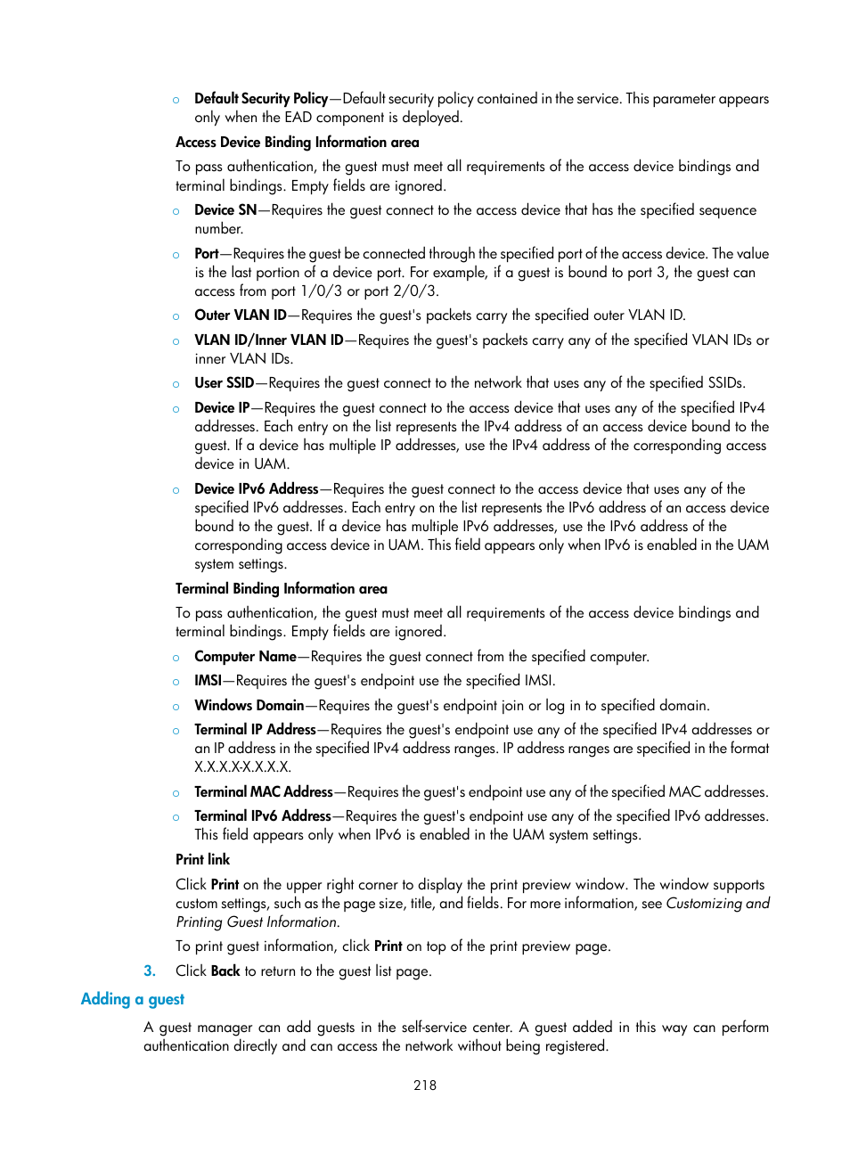 Adding a guest | H3C Technologies H3C Intelligent Management Center User Manual | Page 236 / 641