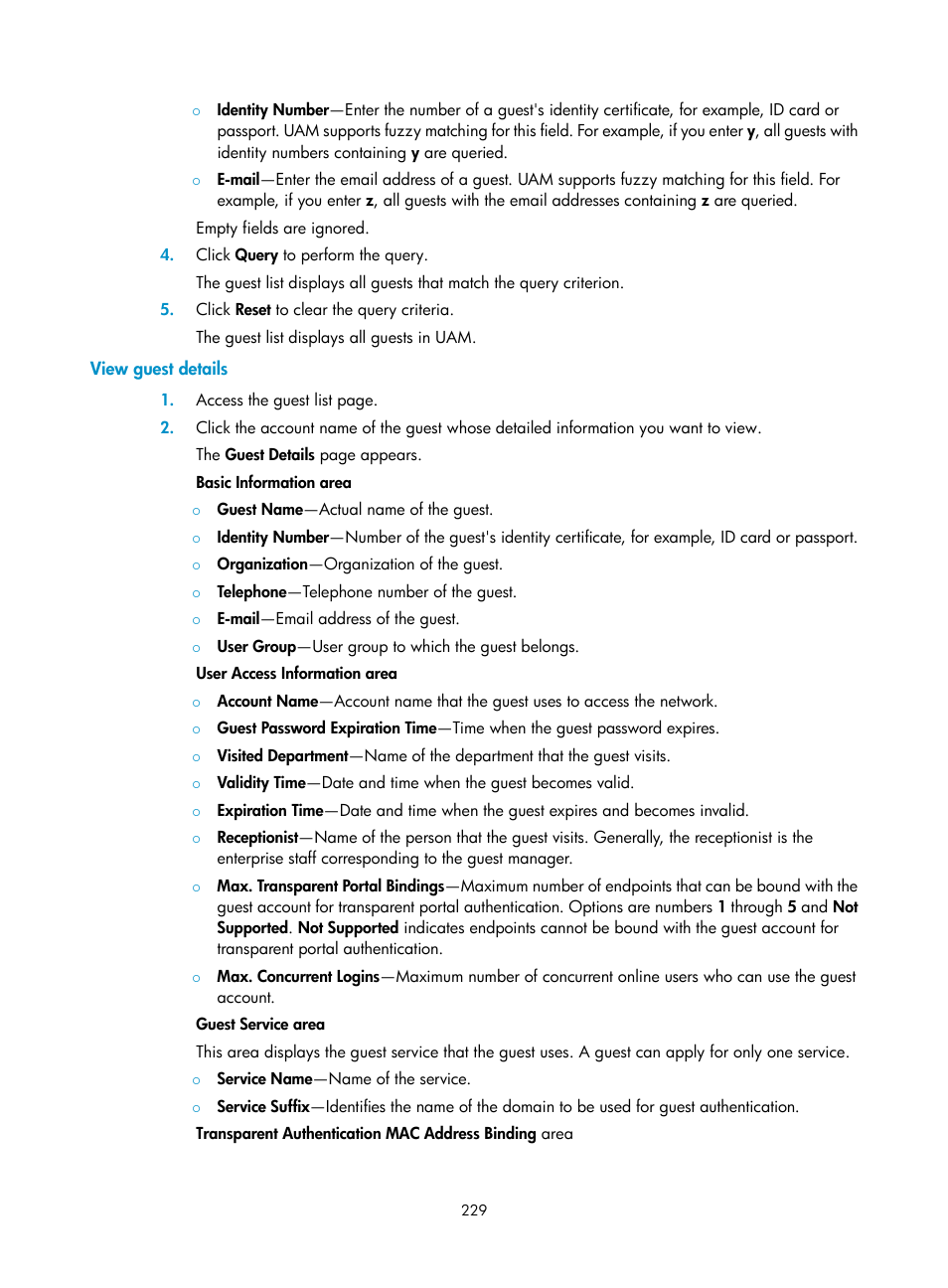 View guest details | H3C Technologies H3C Intelligent Management Center User Manual | Page 247 / 641