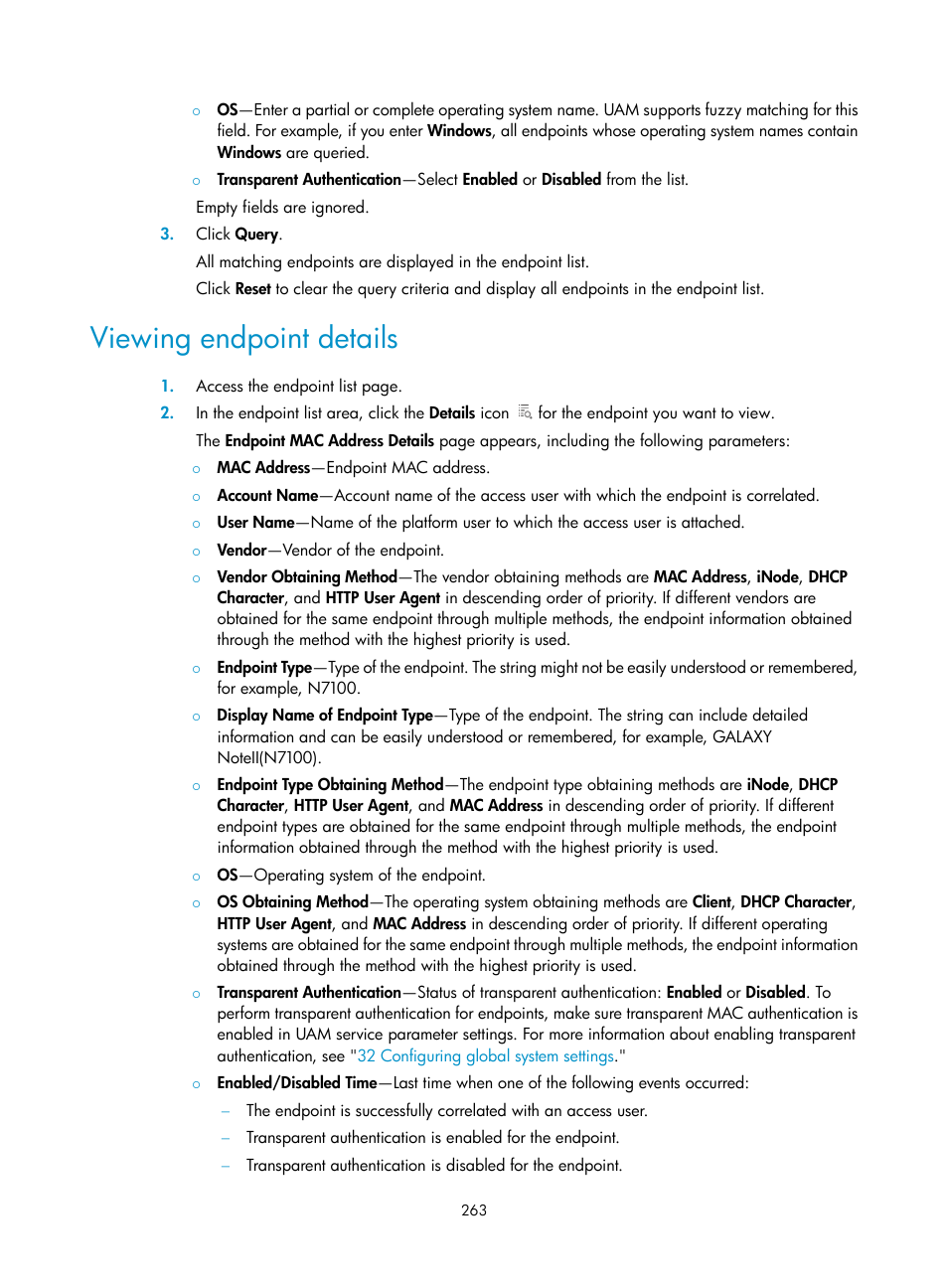 Viewing endpoint details | H3C Technologies H3C Intelligent Management Center User Manual | Page 281 / 641