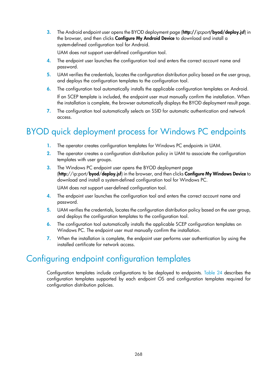 Configuring endpoint configuration templates | H3C Technologies H3C Intelligent Management Center User Manual | Page 286 / 641