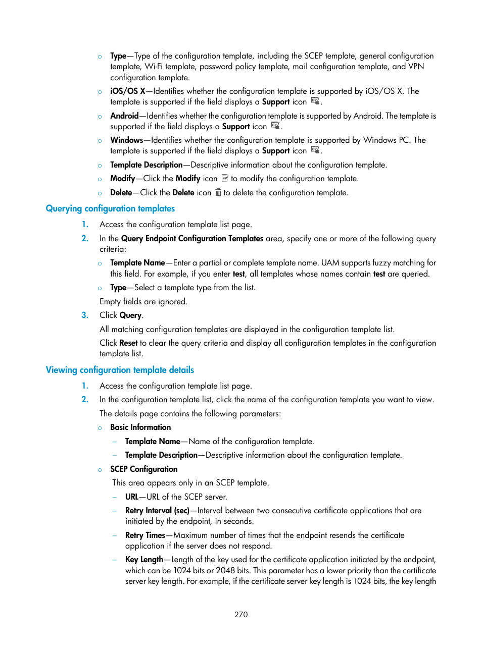 Querying configuration templates, Viewing configuration template details | H3C Technologies H3C Intelligent Management Center User Manual | Page 288 / 641