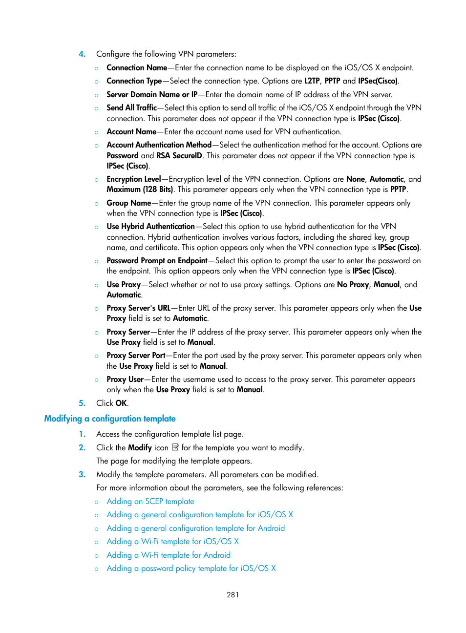 Modifying a configuration template | H3C Technologies H3C Intelligent Management Center User Manual | Page 299 / 641