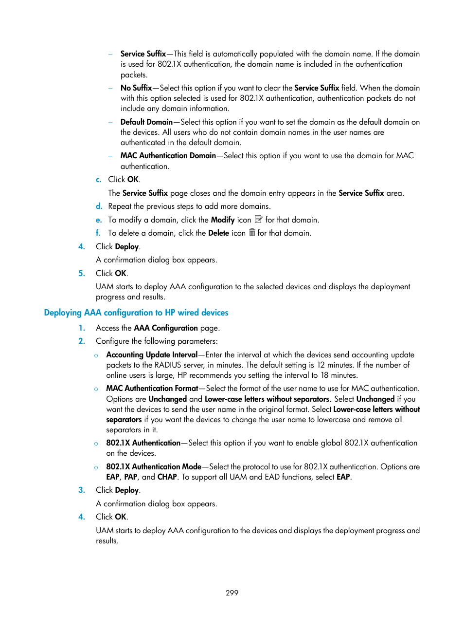 Deploying aaa configuration to hp wired devices | H3C Technologies H3C Intelligent Management Center User Manual | Page 317 / 641
