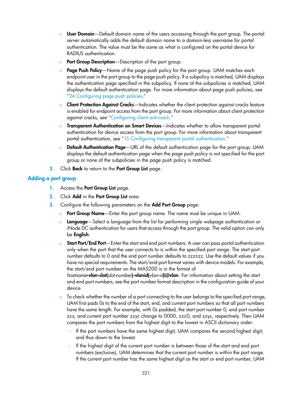 Adding a port group | H3C Technologies H3C Intelligent Management Center User Manual | Page 339 / 641