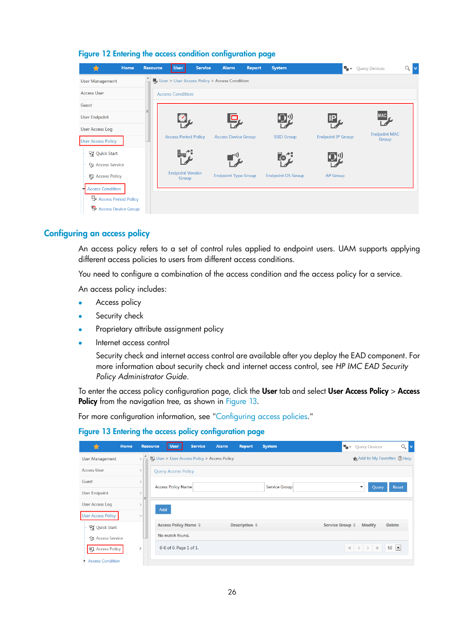 Configuring an access policy, N in, Figure 12 | H3C Technologies H3C Intelligent Management Center User Manual | Page 44 / 641