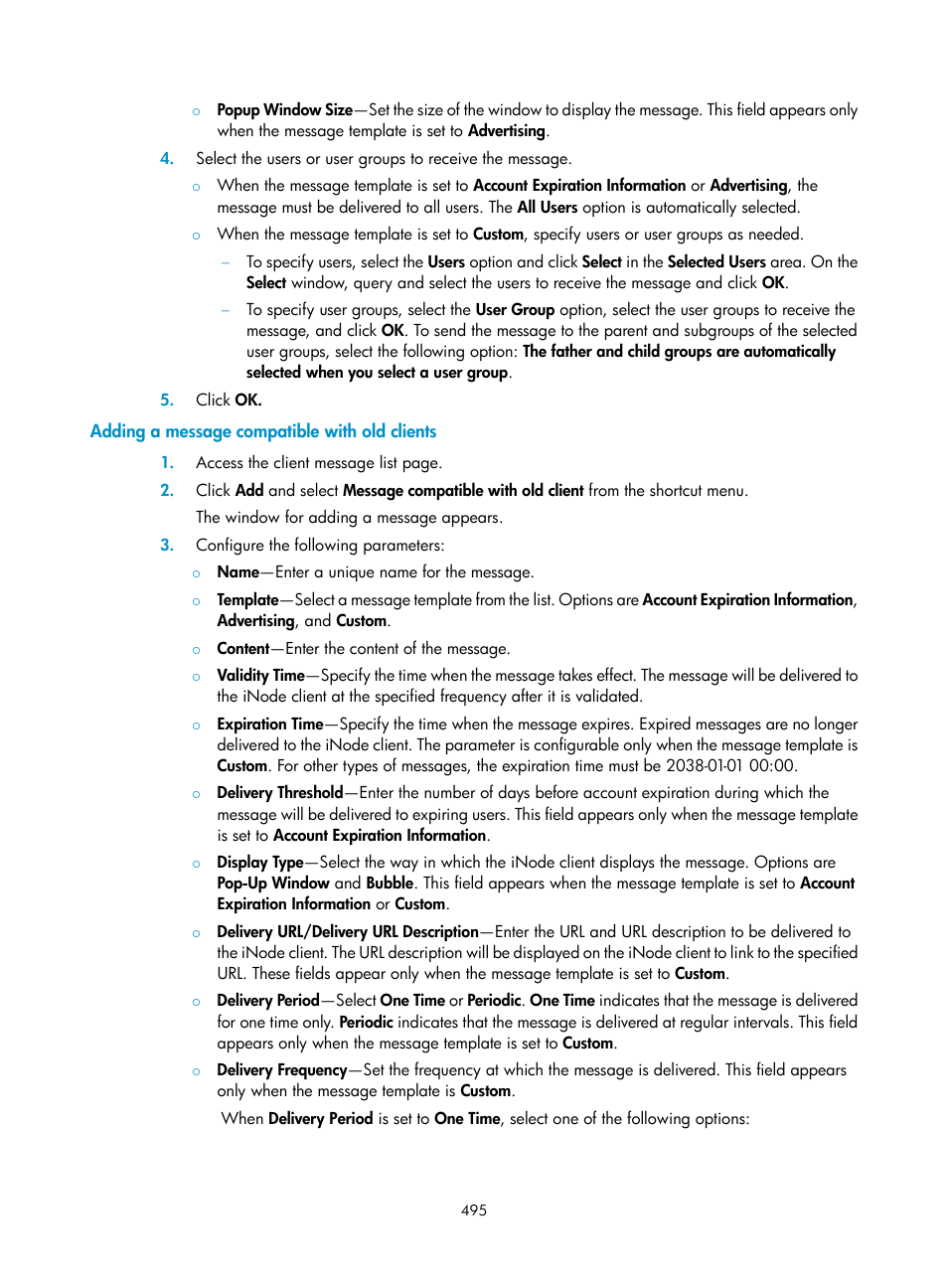Adding a message compatible with old clients | H3C Technologies H3C Intelligent Management Center User Manual | Page 513 / 641
