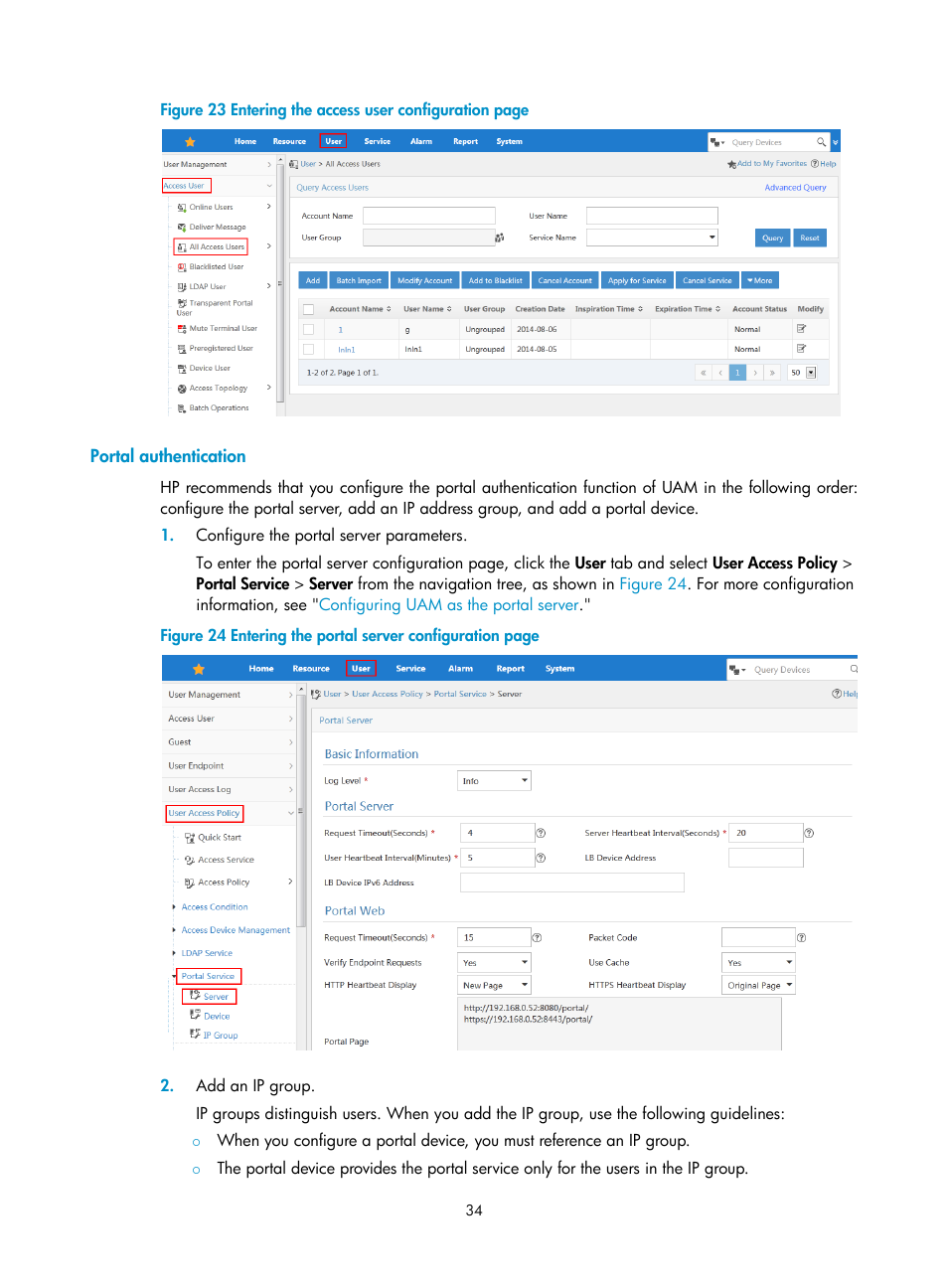 Portal authentication, Figure 23 | H3C Technologies H3C Intelligent Management Center User Manual | Page 52 / 641