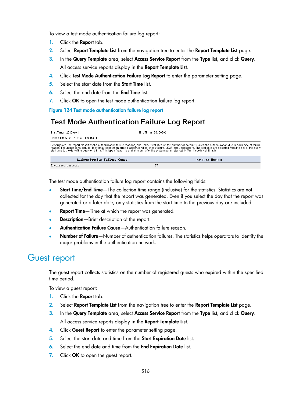 Guest report | H3C Technologies H3C Intelligent Management Center User Manual | Page 534 / 641