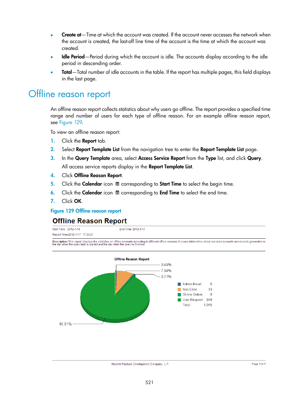 Offline reason report | H3C Technologies H3C Intelligent Management Center User Manual | Page 539 / 641