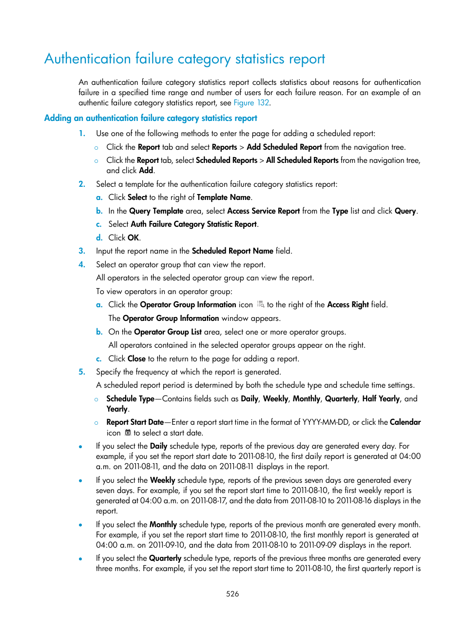 Authentication failure category statistics report | H3C Technologies H3C Intelligent Management Center User Manual | Page 544 / 641