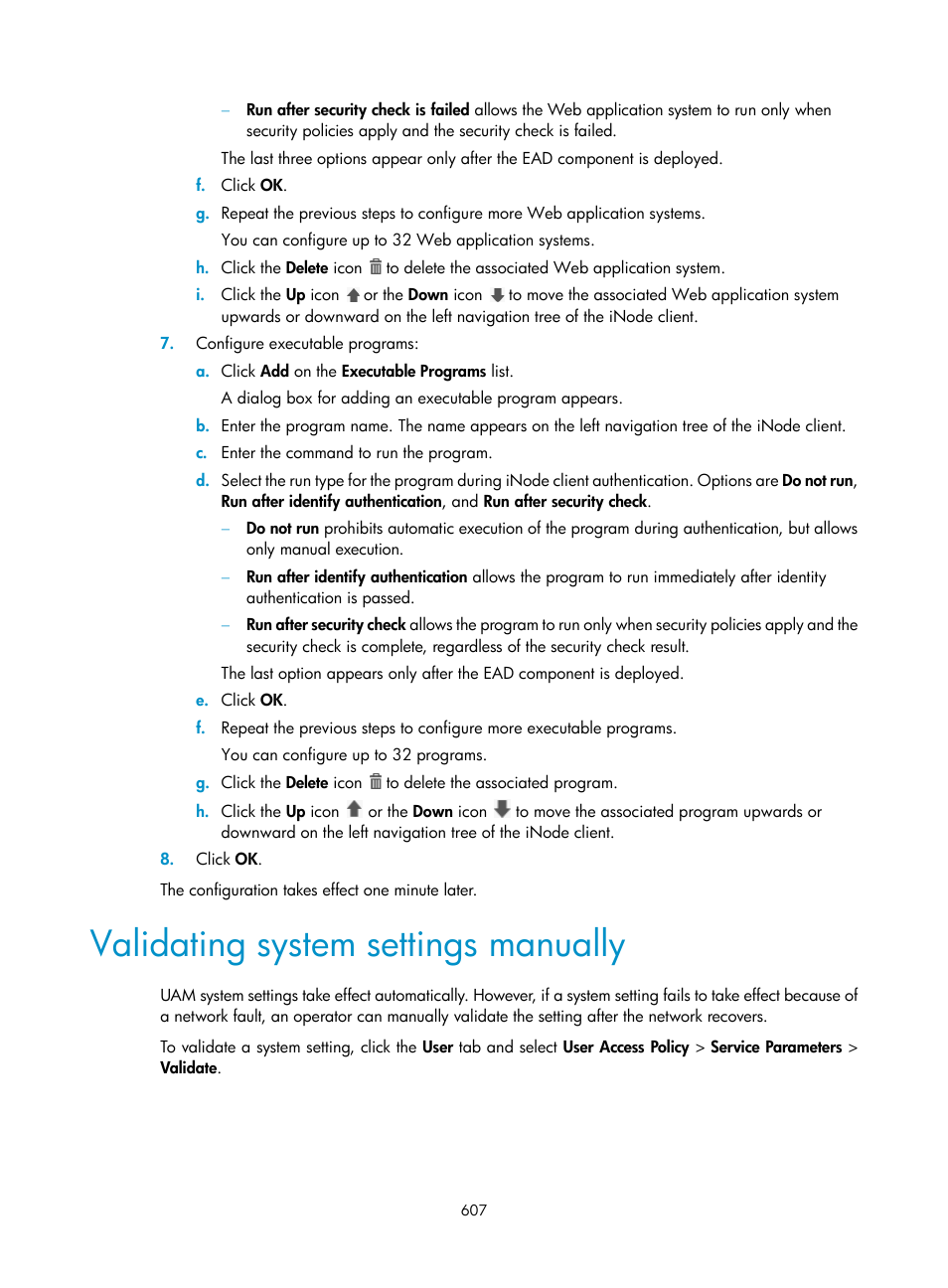Validating system settings manually | H3C Technologies H3C Intelligent Management Center User Manual | Page 625 / 641