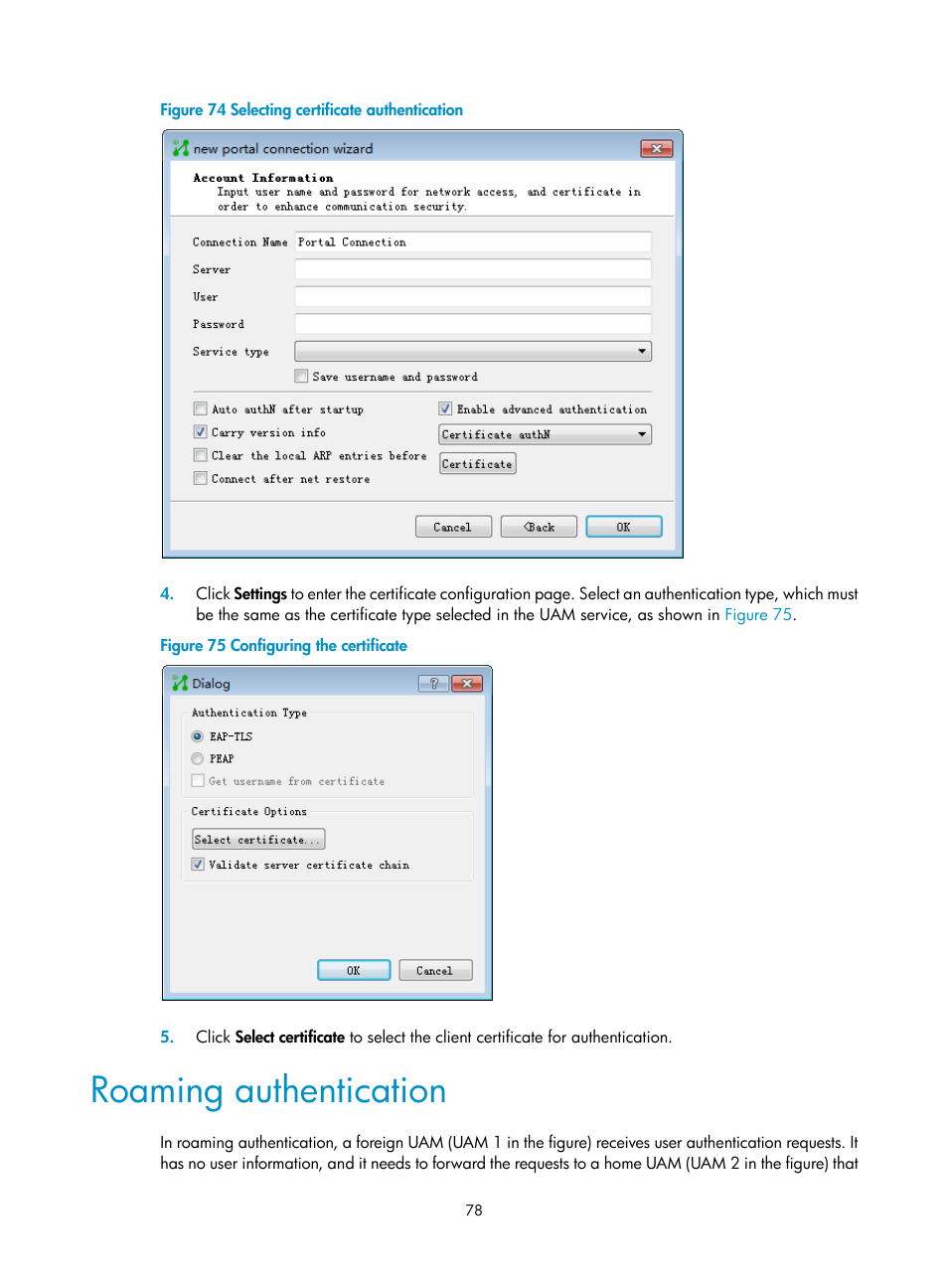 Roaming authentication, Figure 74 | H3C Technologies H3C Intelligent Management Center User Manual | Page 96 / 641