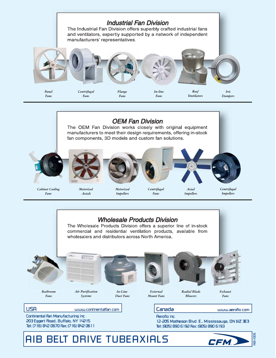 Aib belt drive tubeaxials | CFM AIB-1006 User Manual | Page 4 / 4