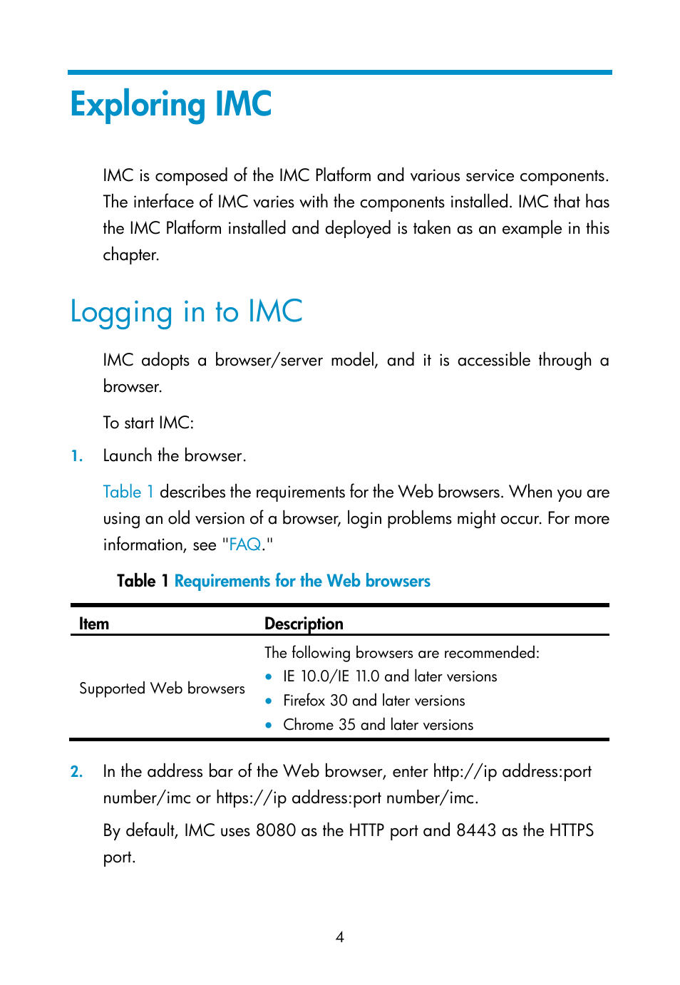Exploring imc, Logging in to imc | H3C Technologies H3C Intelligent Management Center User Manual | Page 13 / 111