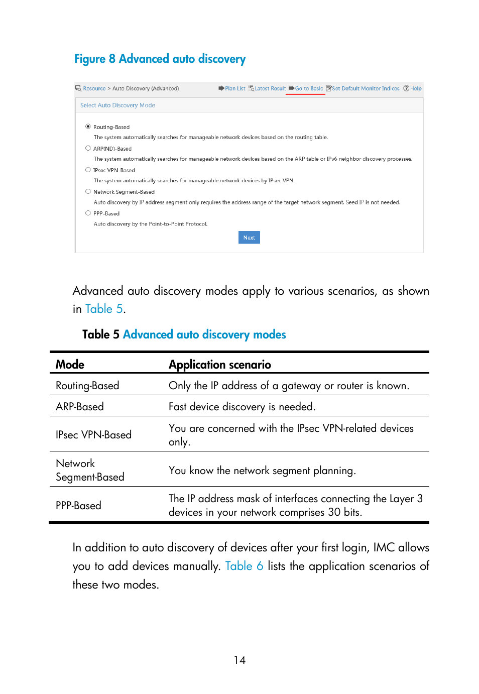 Figure 8, To enter the advanced auto discovery | H3C Technologies H3C Intelligent Management Center User Manual | Page 23 / 111