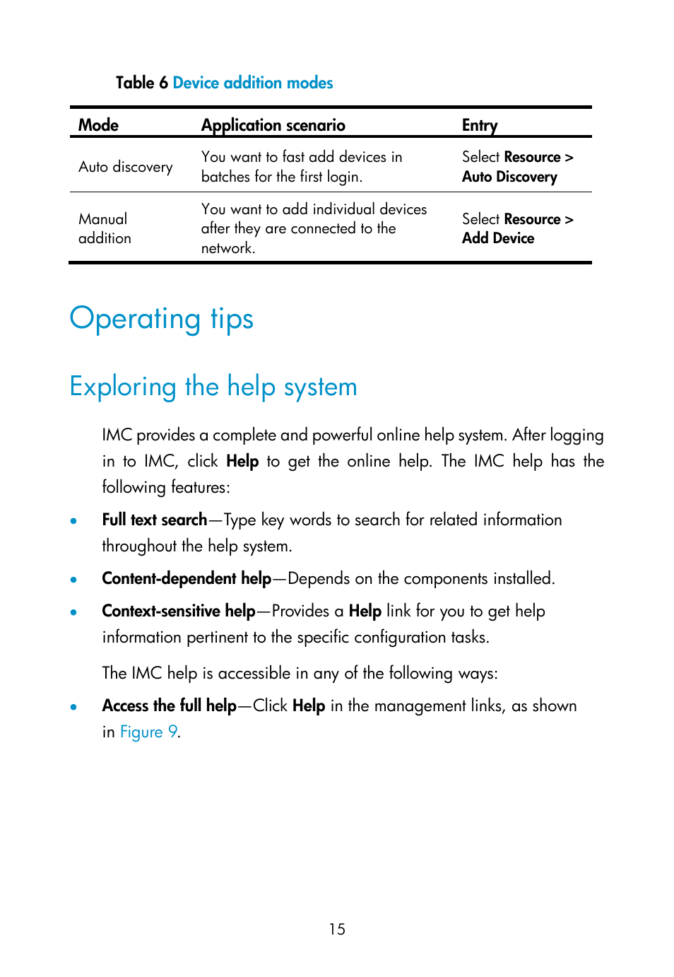 Operating tips, Exploring the help system | H3C Technologies H3C Intelligent Management Center User Manual | Page 24 / 111