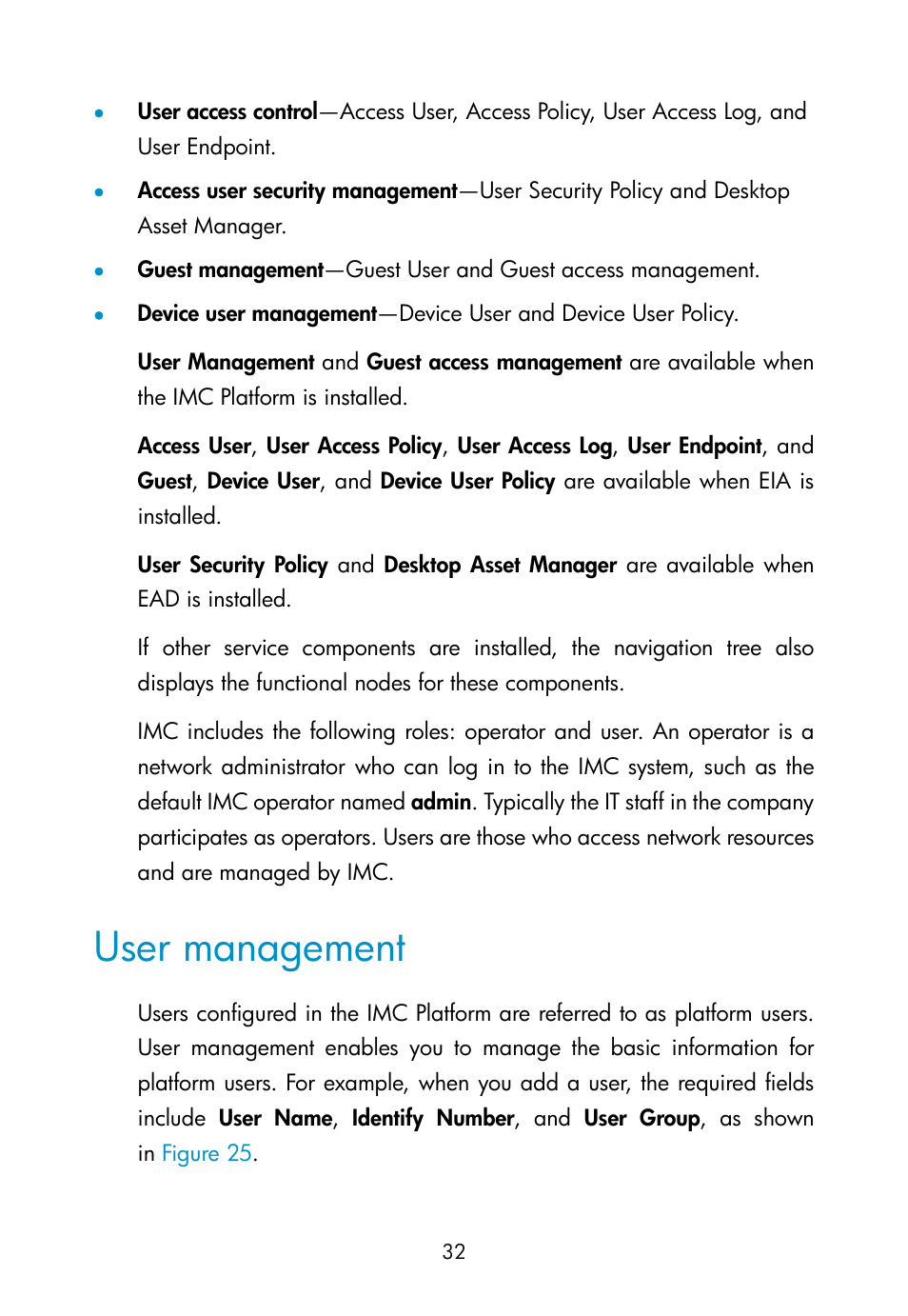 User management | H3C Technologies H3C Intelligent Management Center User Manual | Page 41 / 111