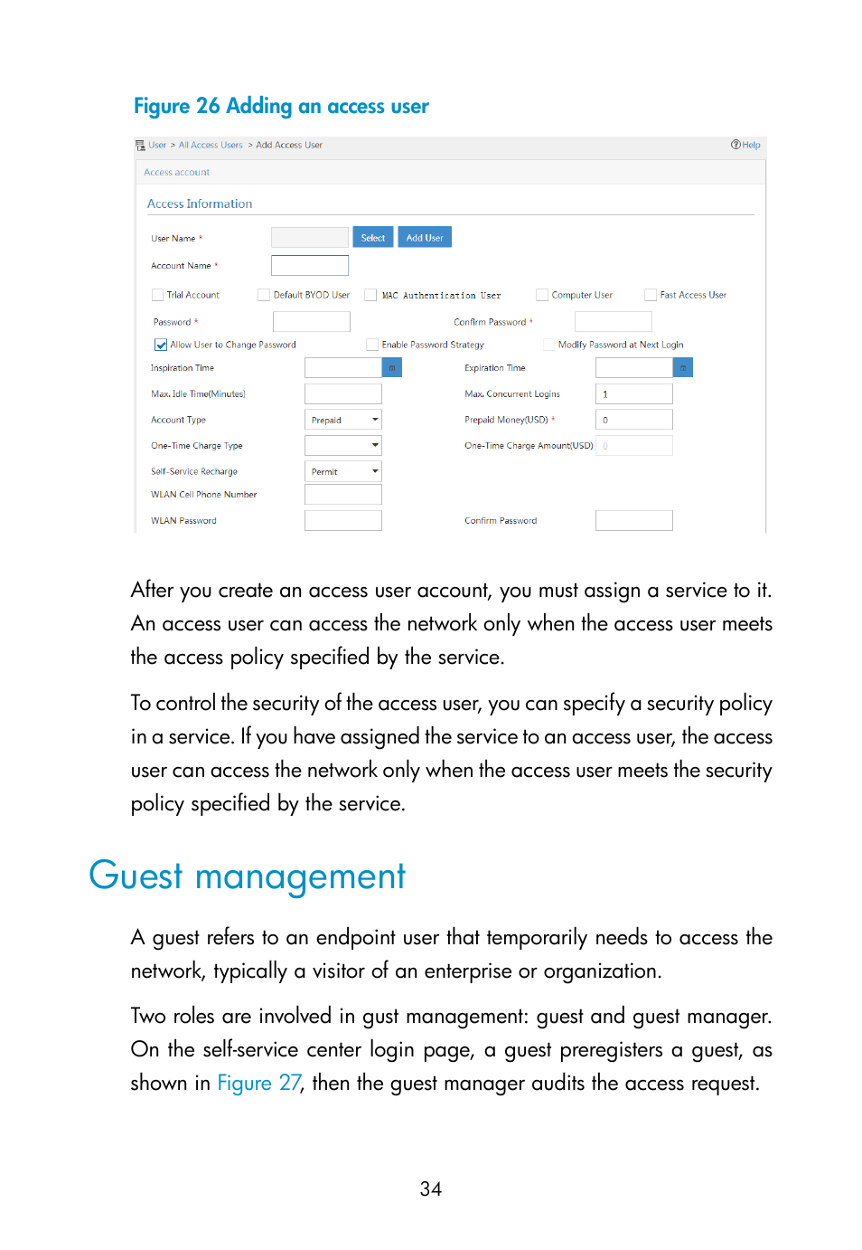 Guest management | H3C Technologies H3C Intelligent Management Center User Manual | Page 43 / 111