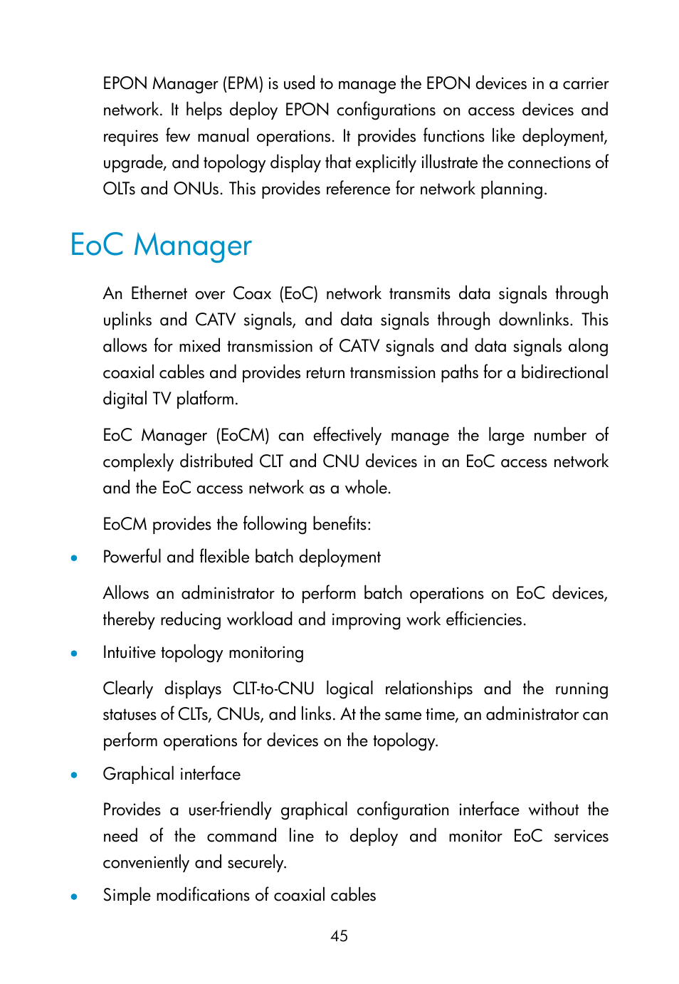 Eoc manager, Wireless service manager | H3C Technologies H3C Intelligent Management Center User Manual | Page 54 / 111
