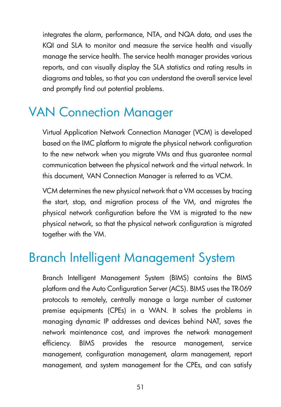 Van connection manager, Branch intelligent management system, Qos manager | H3C Technologies H3C Intelligent Management Center User Manual | Page 60 / 111