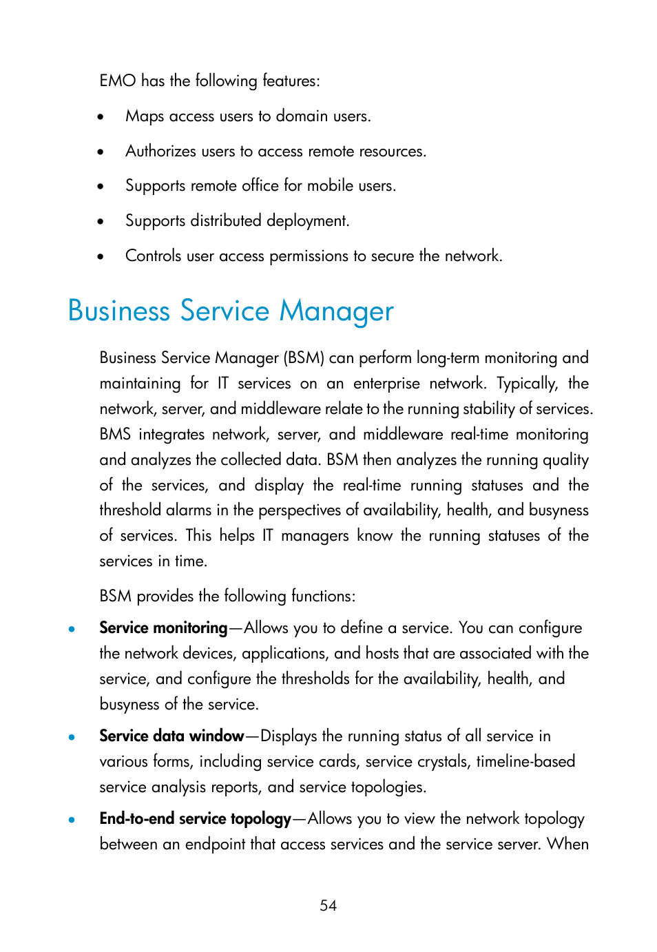 Business service manager, Van sdn manager, Van fabric manager | H3C Technologies H3C Intelligent Management Center User Manual | Page 63 / 111