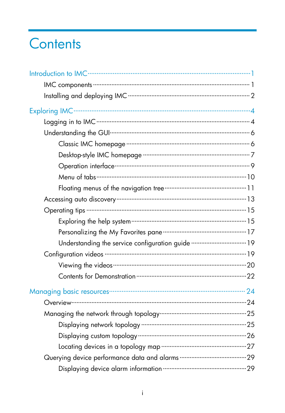 H3C Technologies H3C Intelligent Management Center User Manual | Page 7 / 111