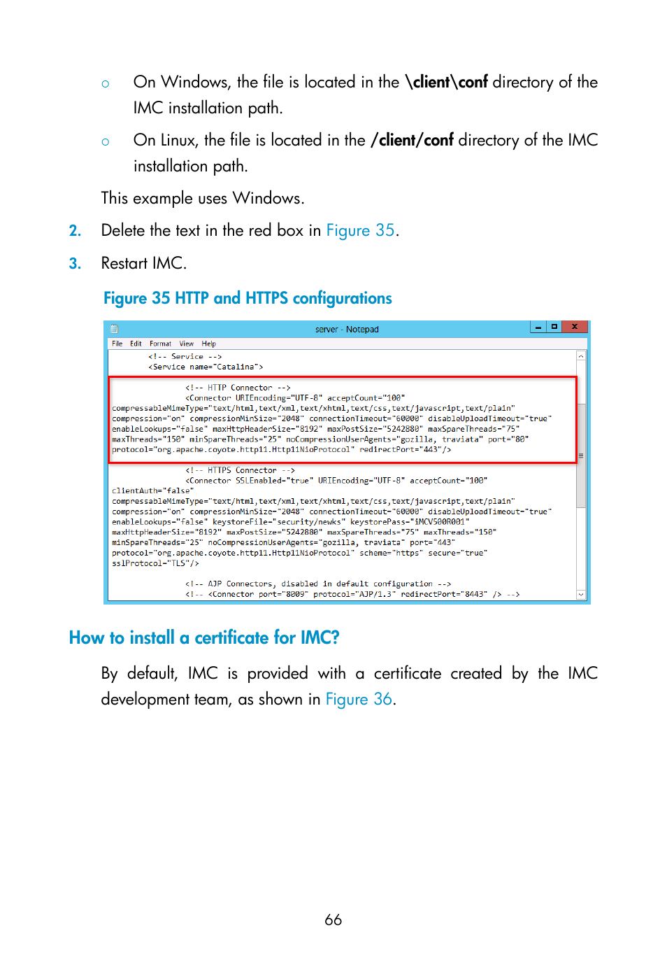 How to install a certificate for imc | H3C Technologies H3C Intelligent Management Center User Manual | Page 75 / 111
