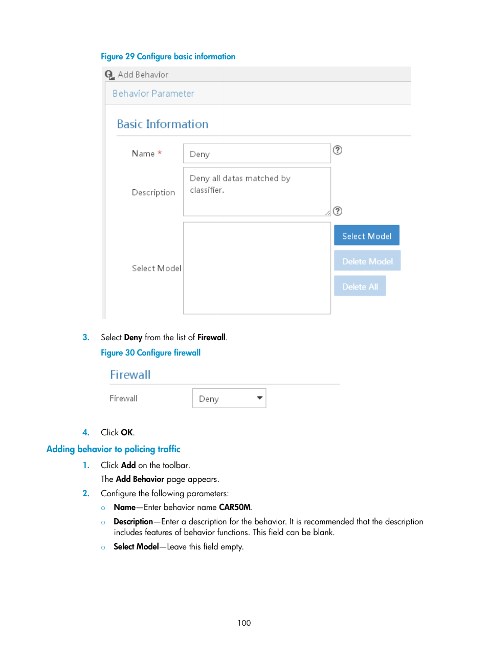 Adding behavior to policing traffic | H3C Technologies H3C Intelligent Management Center User Manual | Page 108 / 129