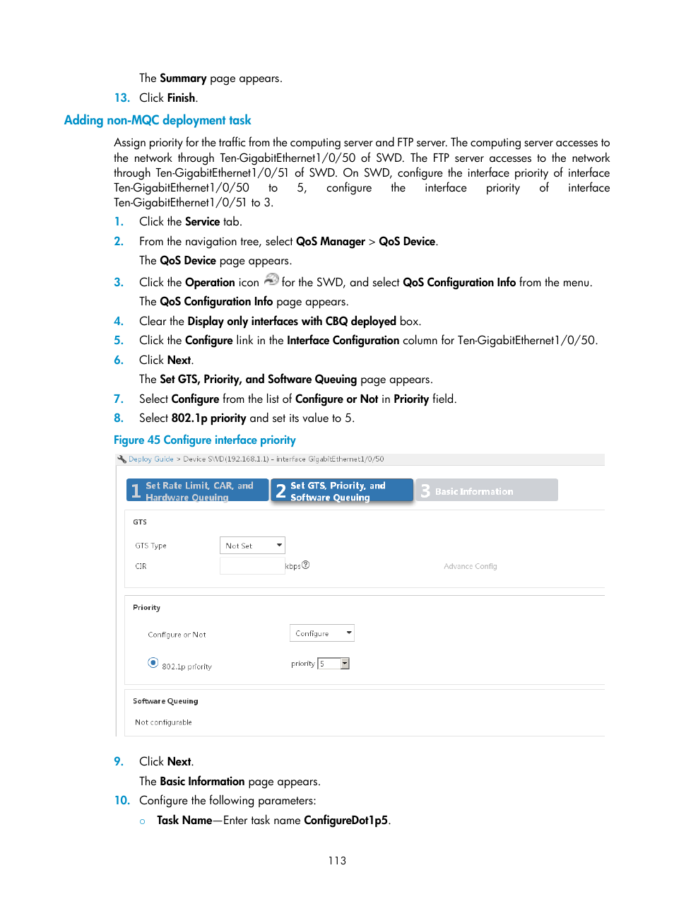 Adding non-mqc deployment task | H3C Technologies H3C Intelligent Management Center User Manual | Page 121 / 129